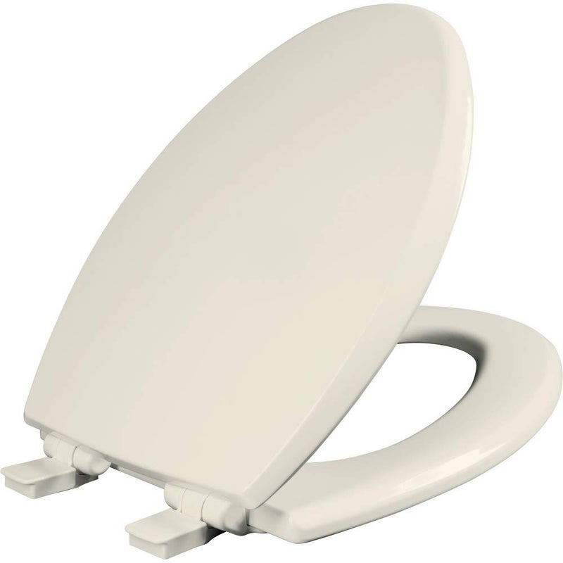 Mayfair Cassel Slow Close Toilet Seat, Easy Clean, Non Slip Premium Wood Seat, Easy Install, Made in USA, Elongated, Biscuit - Image 1